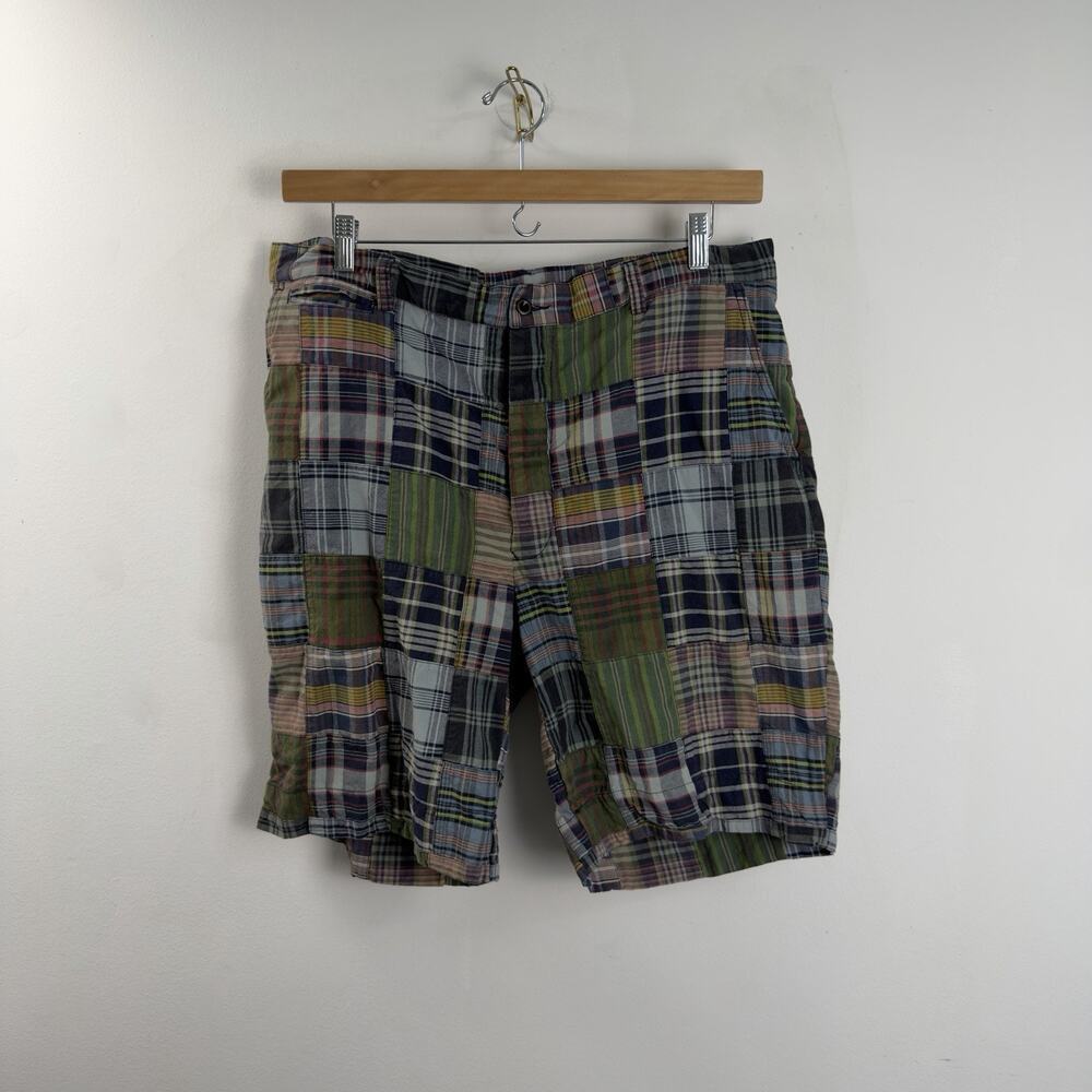 Polo Ralph Lauren Plaid Patchwork Shorts Men's 38 10 Cotton Button Fly Casual